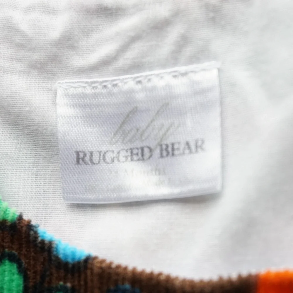 Rugged‎ Bear Floral Corduroy Romper Baby 24 Months Brown Orange Retro